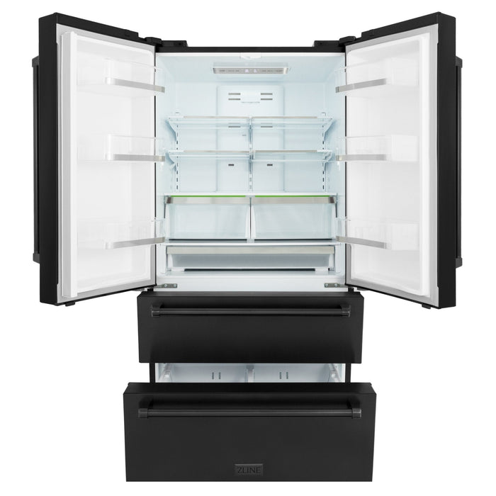 ZLINE 36" French Door Refrigerator,Ice Maker,Black Stainless,RFM-36-BS