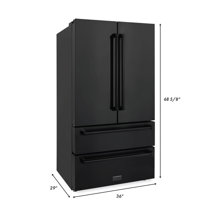 ZLINE 36" French Door Refrigerator,Ice Maker,Black Stainless,RFM-36-BS