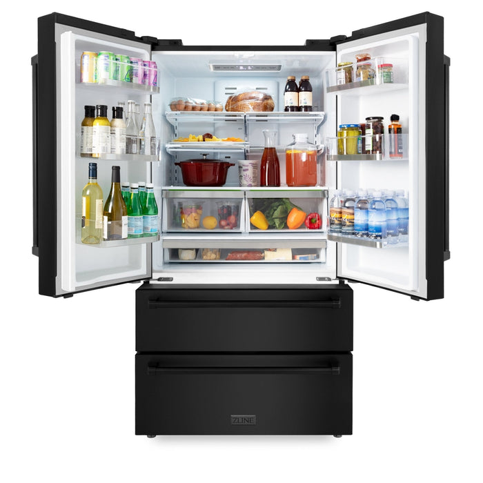 ZLINE 36" French Door Refrigerator,Ice Maker,Black Stainless,RFM-36-BS