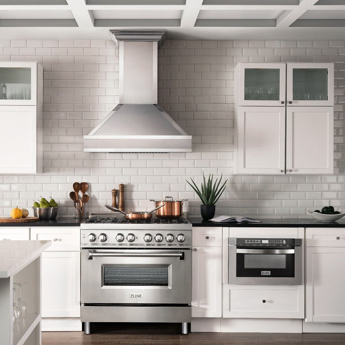 ZLINE 36" Gas Burner/Electric Oven Range, Brass Burners, RA-BR-36