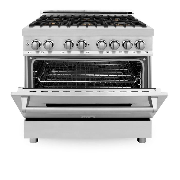 ZLINE 36" Gas Burner/Electric Oven Range, Brass Burners, RA-BR-36