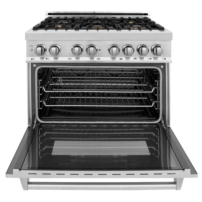ZLINE 36" Gas Burner/Electric Oven Range, Brass Burners, RA-BR-36
