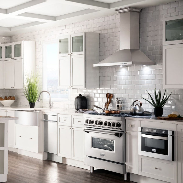 ZLINE 36" Gas Burner/Electric Oven Range, Brass Burners, RA-BR-36