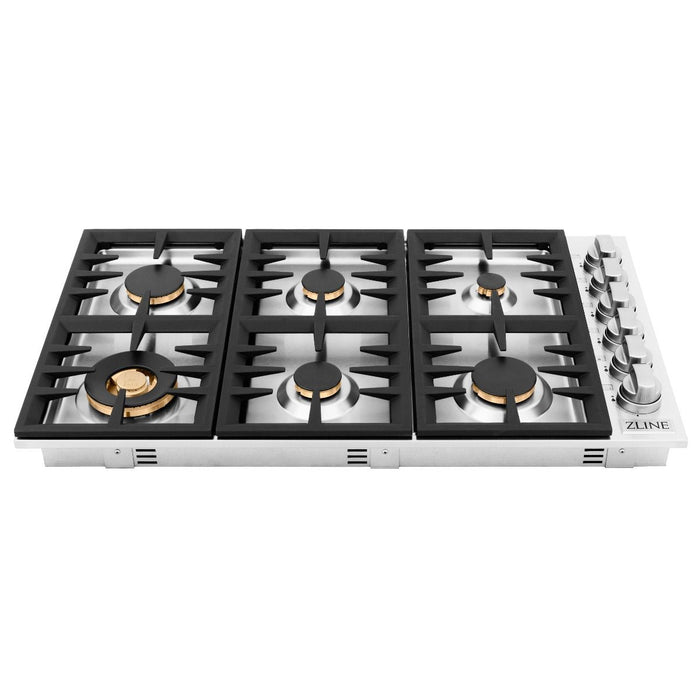 ZLINE 36" Gas Cooktop with 6 Gas Brass Burners RC-BR-36