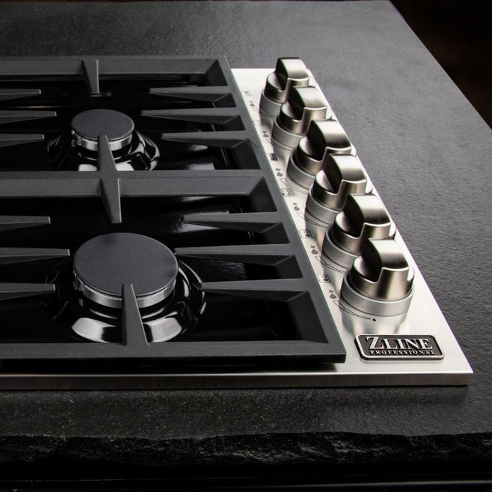 ZLINE 36" Gas Cooktop with 6 Gas Burners and Black Porcelain Top RC36-PBT