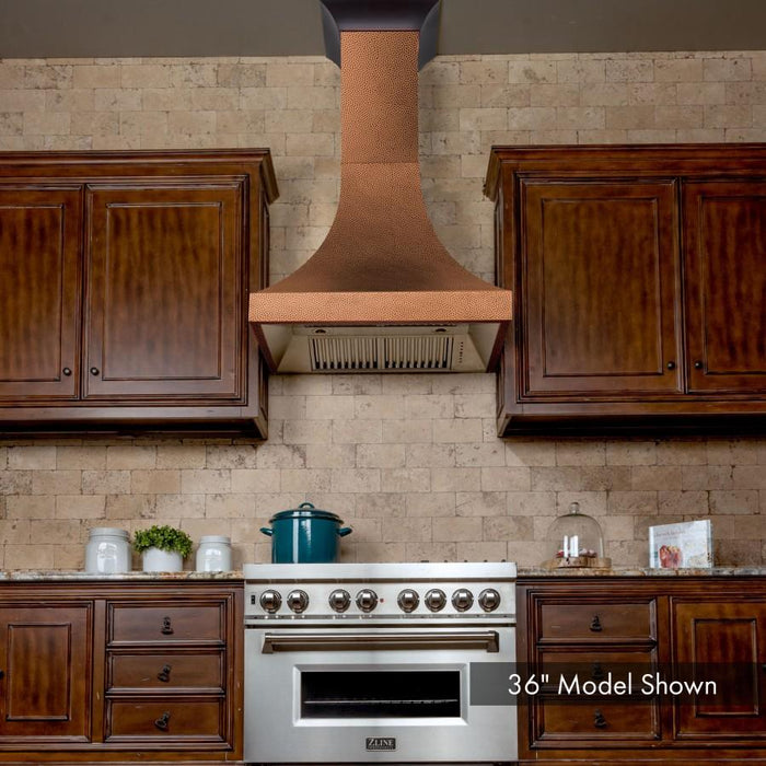ZLINE 36" Hand-Hammered Copper Finish Wall Range Hood, 8632H-36