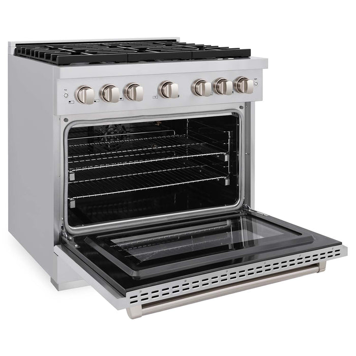 ZLINE 36 in. 5.2 cu. ft. 6 Burner Gas Range with Convection Gas Oven in Stainless Steel, SGR36