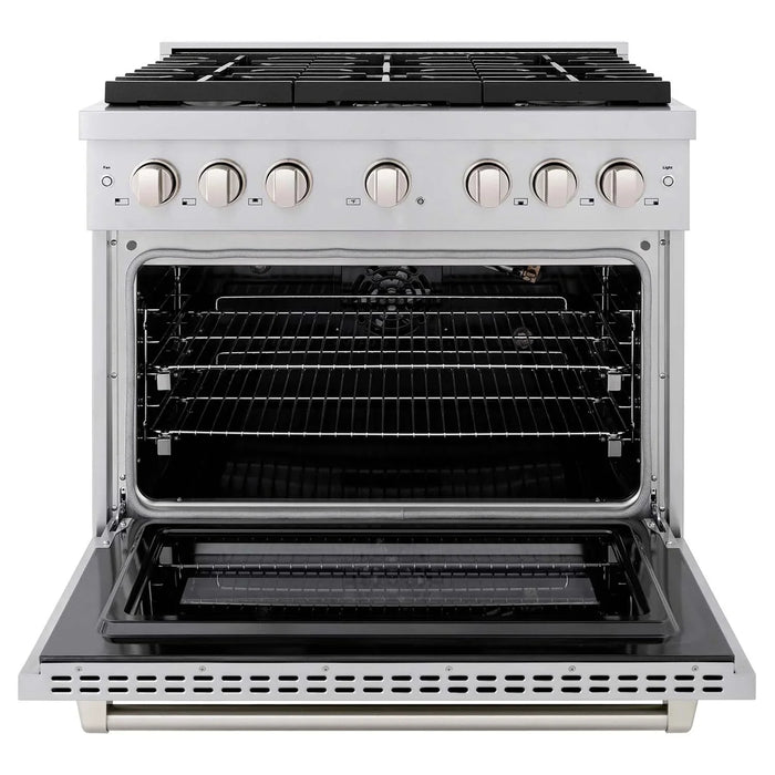 ZLINE 36 in. 5.2 cu. ft. 6 Burner Gas Range with Convection Gas Oven in Stainless Steel, SGR36