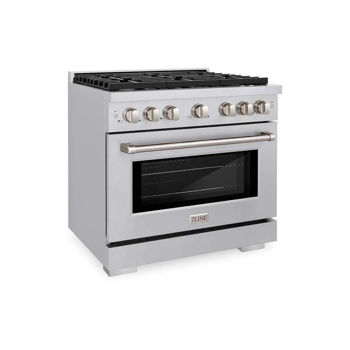 ZLINE 36 in. 5.2 cu. ft. 6 Burner Gas Range with Convection Gas Oven in Stainless Steel, SGR36