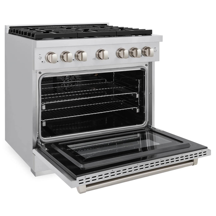 ZLINE 36 In. Gas Range, Stainless Steel w/ Brass Burners, SGR-BR-36