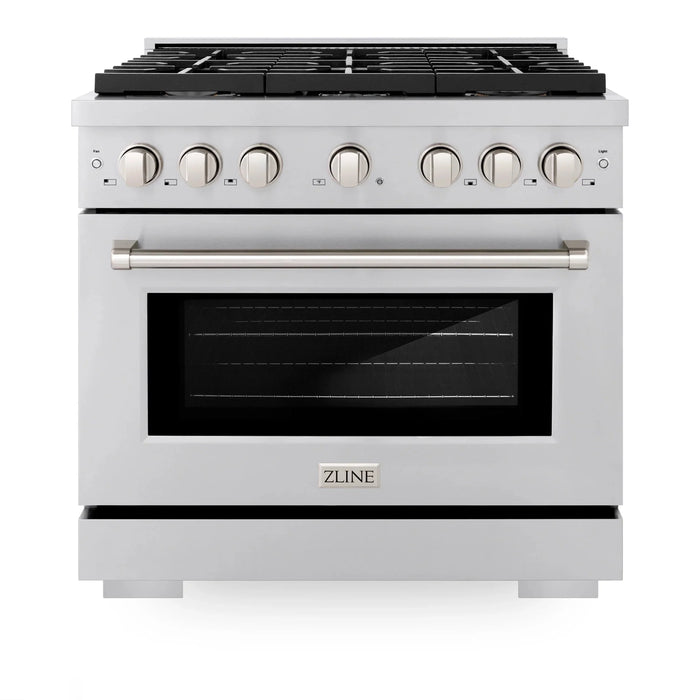 ZLINE 36 In. Gas Range, Stainless Steel w/ Brass Burners, SGR-BR-36