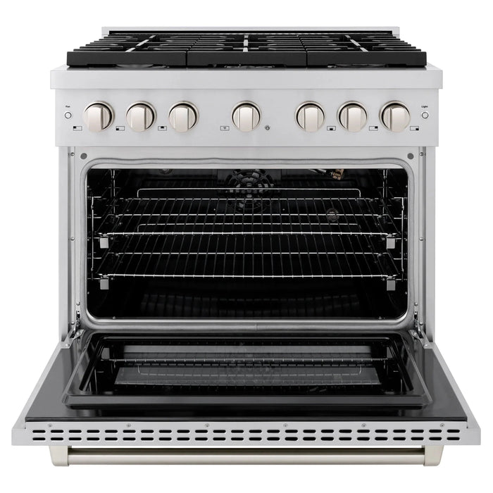 ZLINE 36 In. Gas Range, Stainless Steel w/ Brass Burners, SGR-BR-36