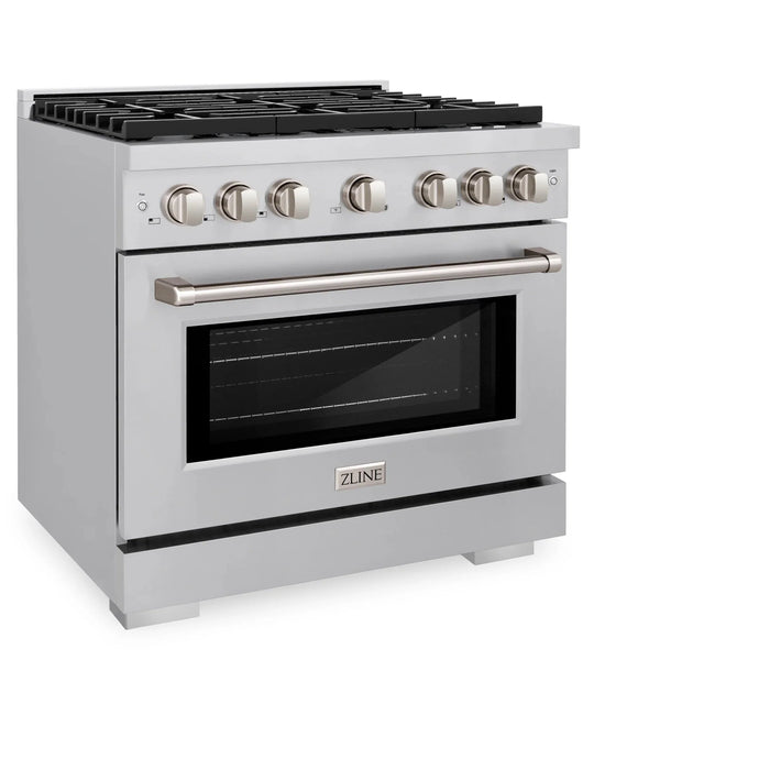 ZLINE 36 In. Gas Range, Stainless Steel w/ Brass Burners, SGR-BR-36
