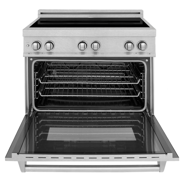 ZLINE 36" Induction Range in DuraSnow with a 4 Element Stove and Electric Oven RAINDS-SN-36