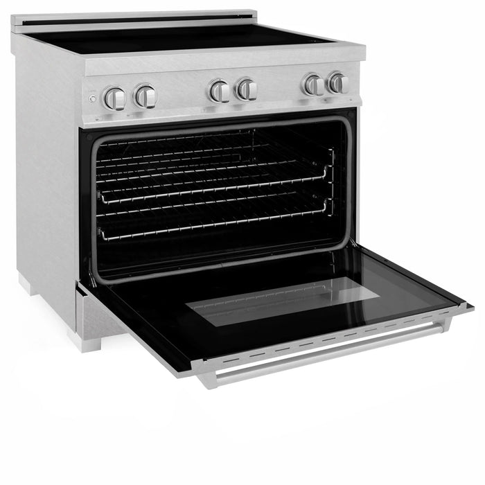 ZLINE 36" Induction Range in DuraSnow with a 4 Element Stove and Electric Oven RAINDS-SN-36