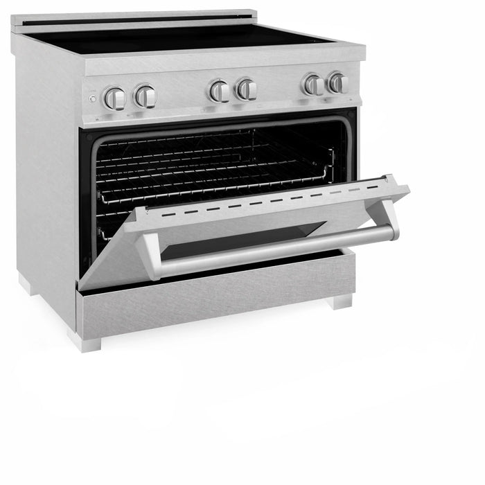 ZLINE 36" Induction Range in DuraSnow with a 4 Element Stove and Electric Oven RAINDS-SN-36