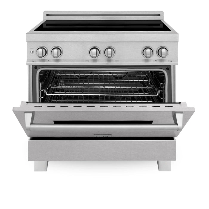 ZLINE 36" Induction Range in DuraSnow with a 4 Element Stove and Electric Oven RAINDS-SN-36
