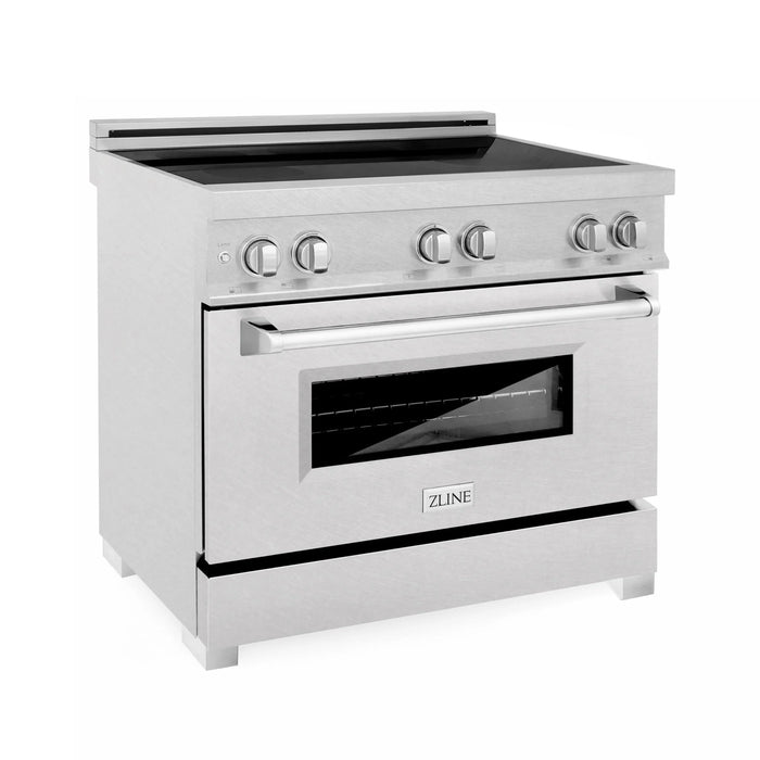 ZLINE 36" Induction Range in DuraSnow with a 4 Element Stove and Electric Oven RAINDS-SN-36