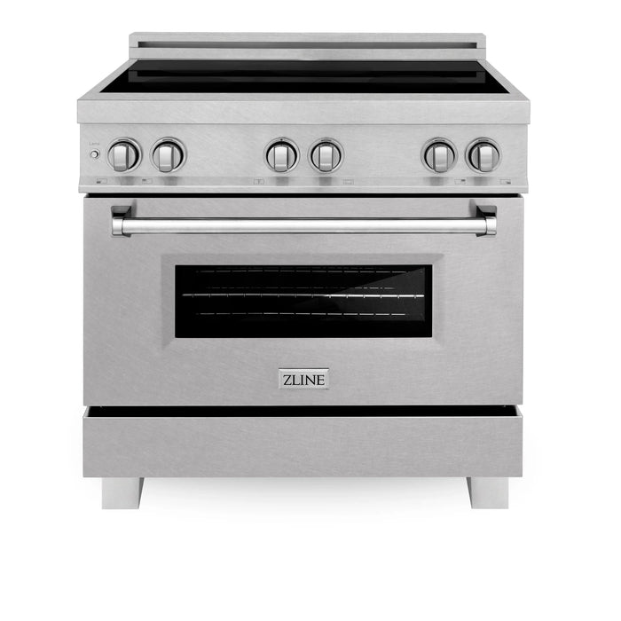 ZLINE 36" Induction Range in DuraSnow with a 4 Element Stove and Electric Oven RAINDS-SN-36