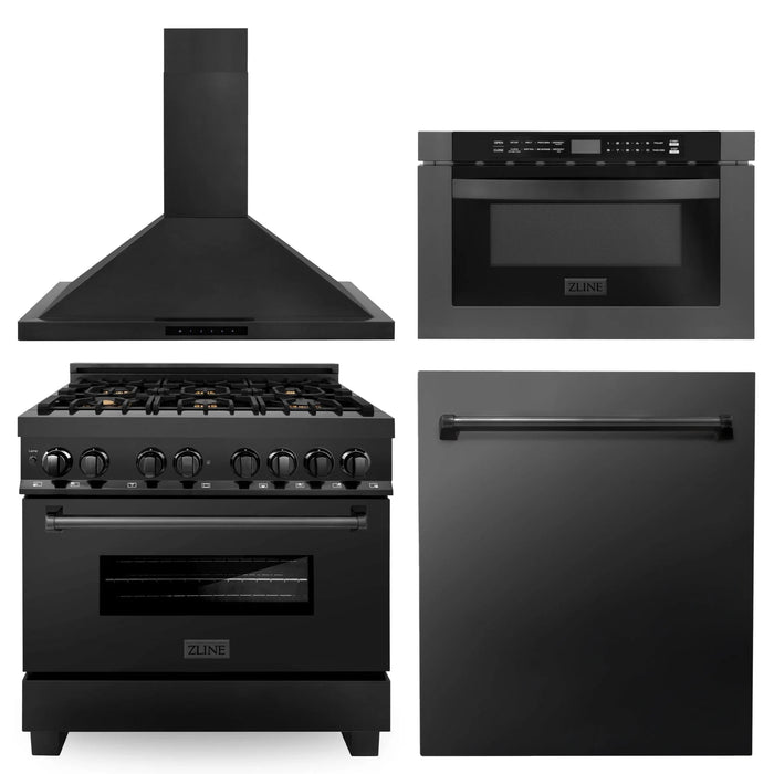 ZLINE 36 " Kitchen Package Range , Range Hood , Microwave  , Dishwasher ,  4KP-RABRH36-MWDW