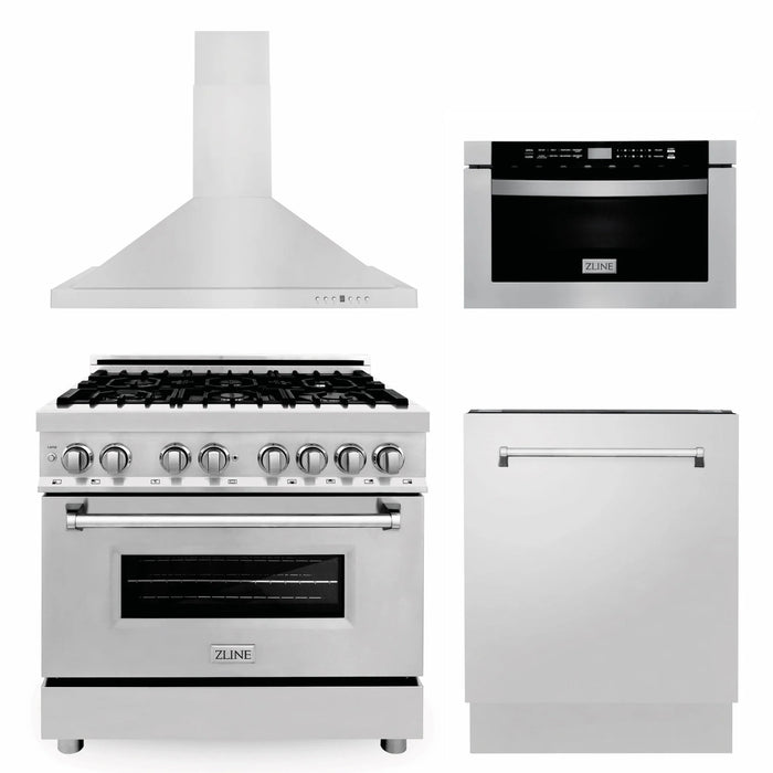 ZLINE 36 " Package Range RA36, Range Hood KB, Microwave MWD-1 , Dishwasher DWV-24,  4KP-RARH36-MWDWV
