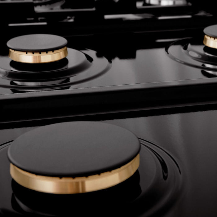 ZLINE 36" Porcelain Rangetop, Black Stainless, Brass Burners,RTB-BR-36