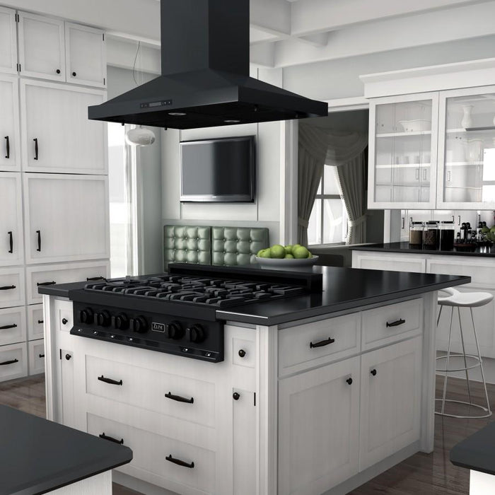 ZLINE 36" Porcelain Rangetop in Black Stainless with 6 Gas Burners, RTB-36