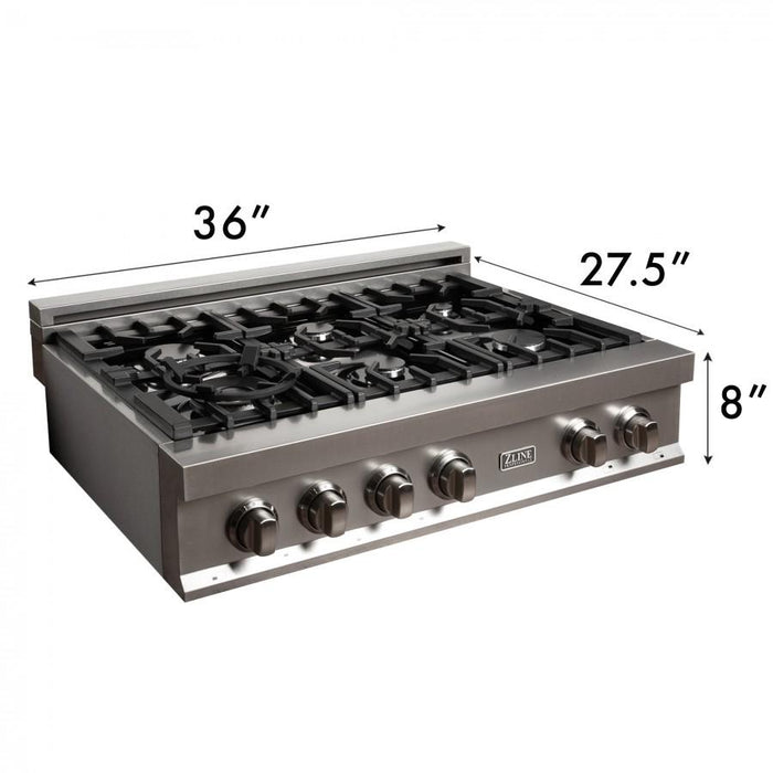 ZLINE 36" Porcelain Rangetop in Snow Stainless, RTS-36