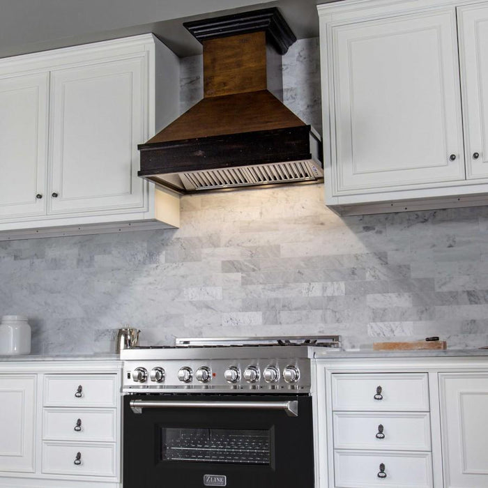 ZLINE 36" Professional Dual Fuel Range, Black Matte Door, RA-BLM-36