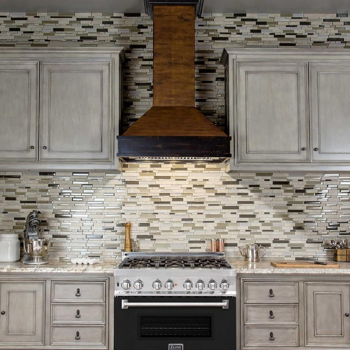 ZLINE 36" Professional Dual Fuel Range, Black Matte Door, RA-BLM-36