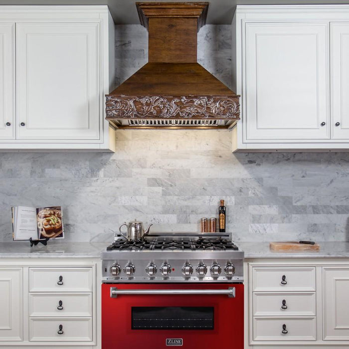 ZLINE 36" Professional Dual Fuel Range, Red Gloss Door, RA-RG-36