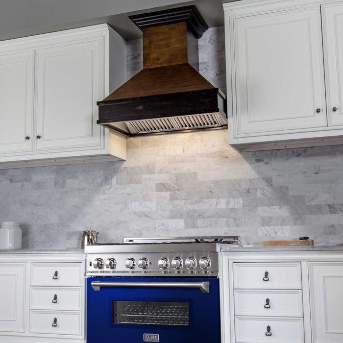 ZLINE 36" Professional Dual Fuel Range with Blue Gloss Door, RA-BG-36