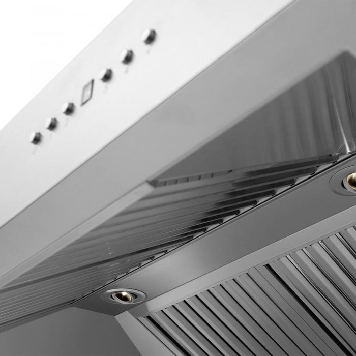 ZLINE 36" Professional Wall Range Hood, Built-in CrownSound® Bluetooth Speakers, 697CRN-BT-36