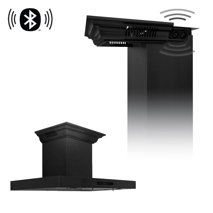 ZLINE 36" Range Hood, Black Stainless Steel, Speakers, BSKENCRN-BT-36