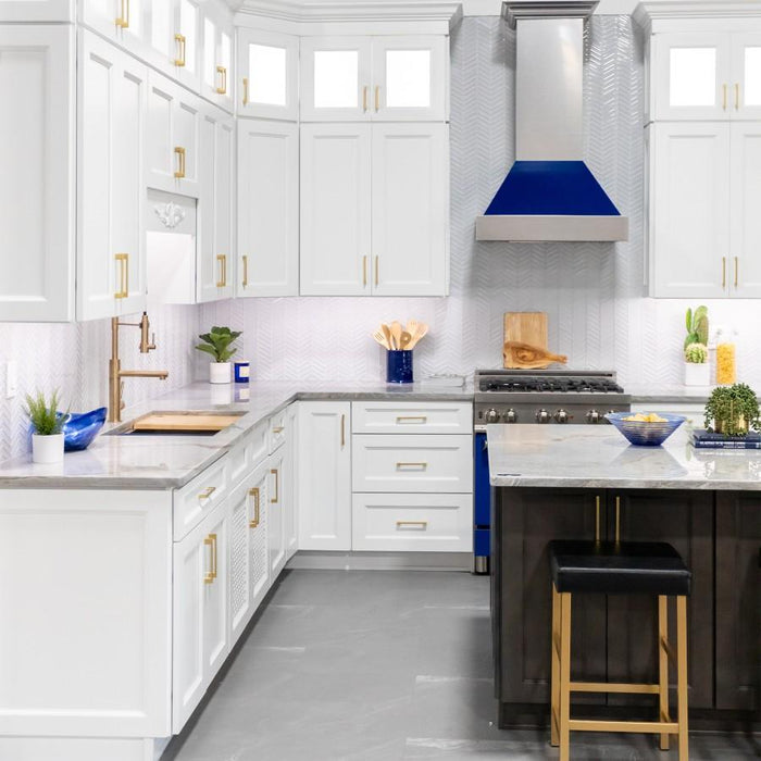 ZLINE 36" Snow Finish Wall Range Hood, Blue Gloss Shell, 8654BG-36