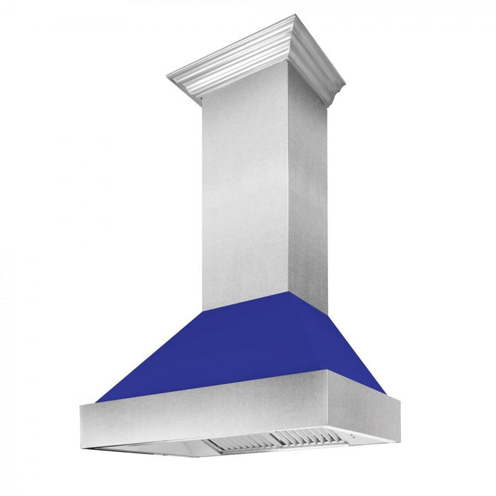 ZLINE 36" Snow Finish Wall Range Hood, Blue Matte Shell, 8654BM-36