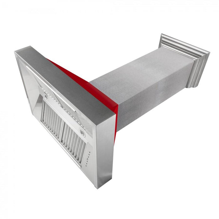 ZLINE 36" Snow Finish Wall Range Hood, Red Gloss Shell, 8654RG-36