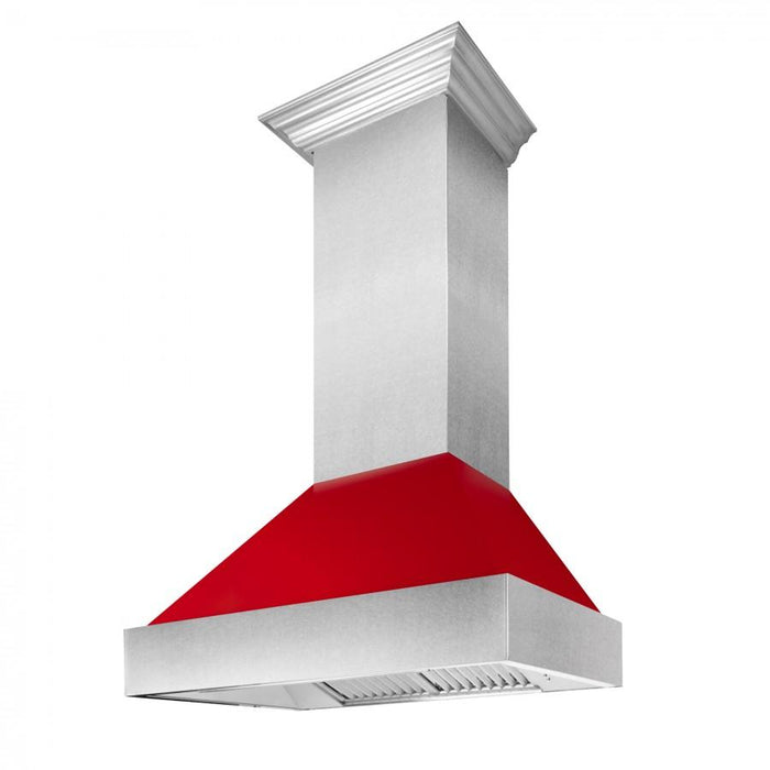 ZLINE 36" Snow Finish Wall Range Hood, Red Gloss Shell, 8654RG-36