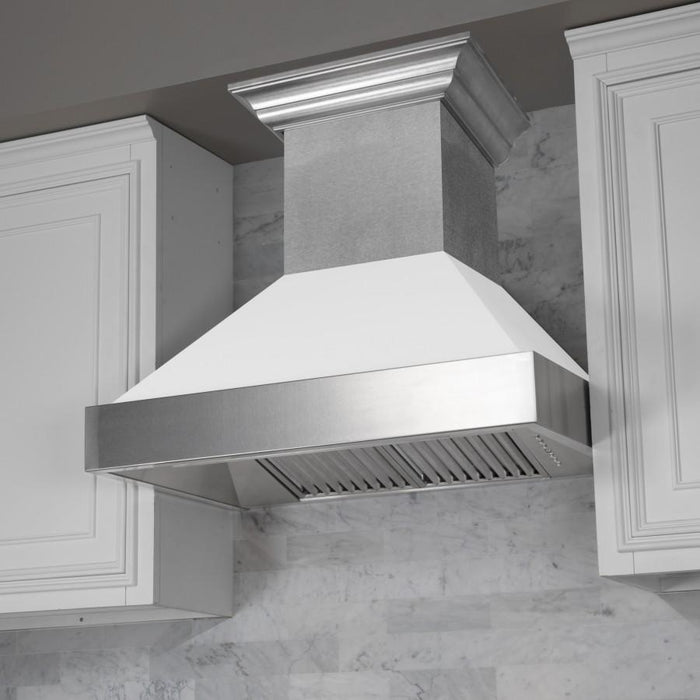 ZLINE 36" Snow Finish Wall Range Hood, White Matte Shell, 8654WM-36
