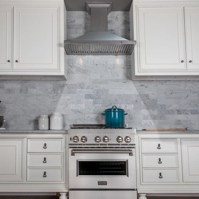 ZLINE 36" Snow Finished Stainless Steel Wall Mount Range Hood, 8KBS-36