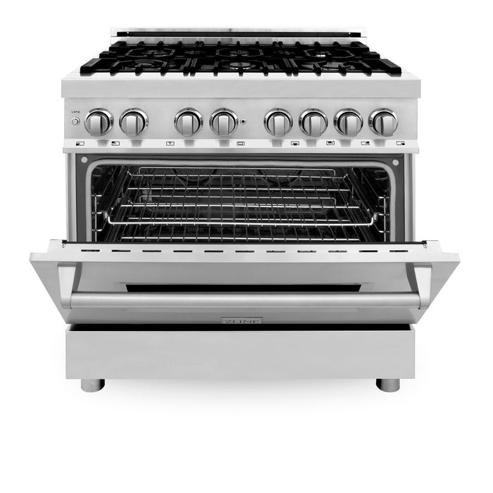 ZLINE 36" Stainless 4.6 cu.ft. 6 Gas Burner/Electric Oven Range, RA36