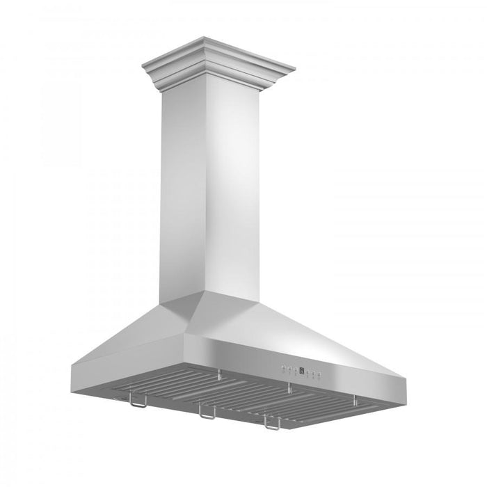 ZLINE 36" Stainless Steel Wall Range Hood, Crown Molding, KL3CRN-36