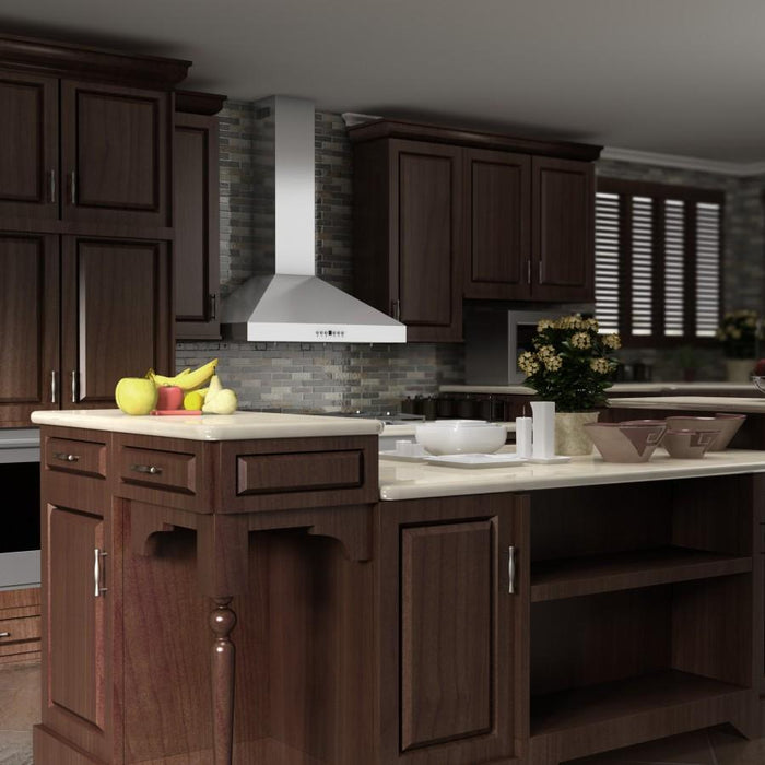 ZLINE 36" Stainless Steel Wall Range Hood, Crown Molding, KL3CRN-36