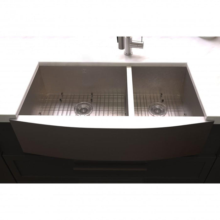 ZLINE 36" Undermount Double Bowl Sink DuraSnow Stainless Steel, SA60D-36S