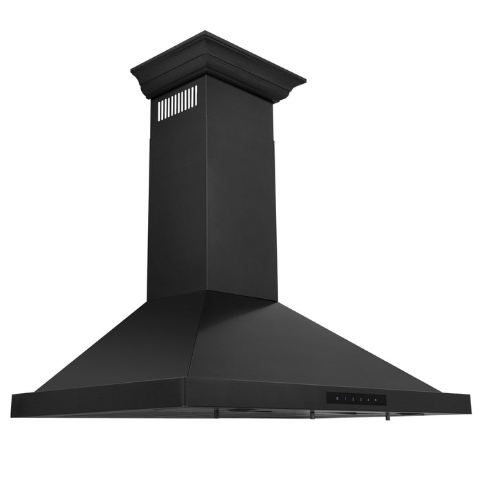 ZLINE 36" Wall Range Hood,  Black Stainless, Crown Molding, BSKBNCRN-36