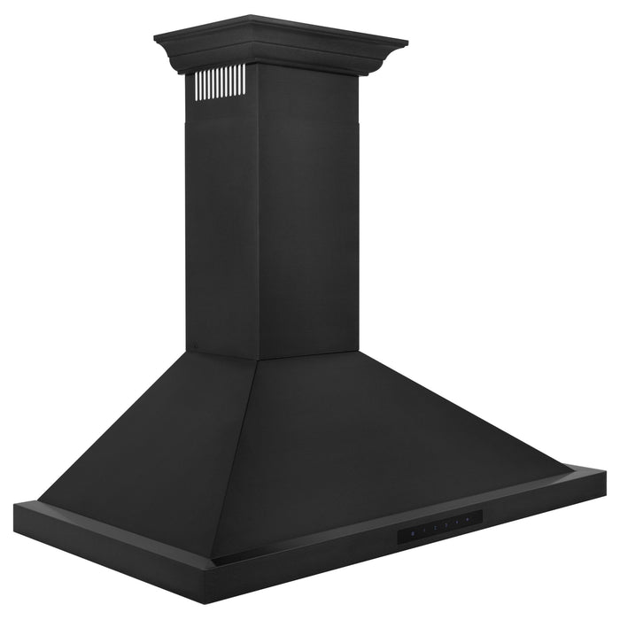 ZLINE 36" Wall Range Hood,  Black Stainless, Crown Molding, BSKBNCRN-36