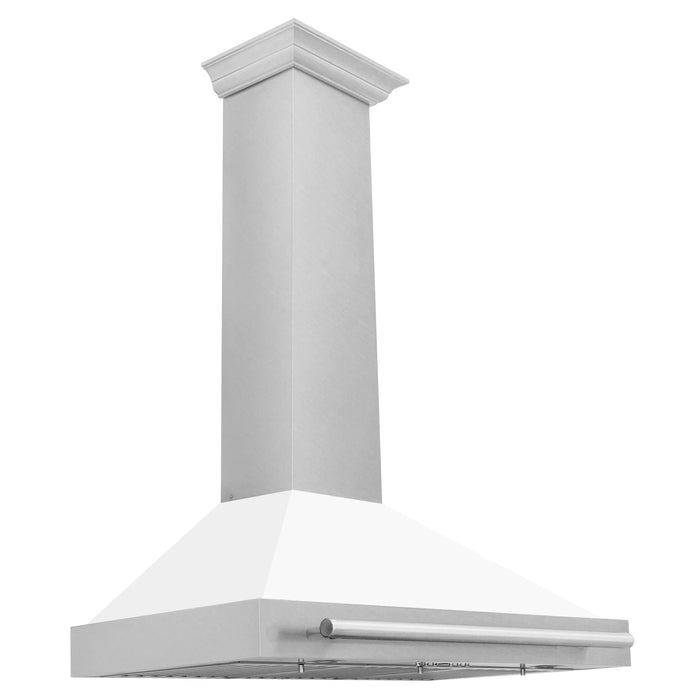 ZLINE 36" White Matte Range Hood, Stainless Steel Handle KB4SNX-WM-36