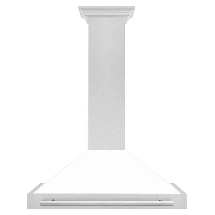 ZLINE 36" White Matte Range Hood, Stainless Steel Handle KB4SNX-WM-36