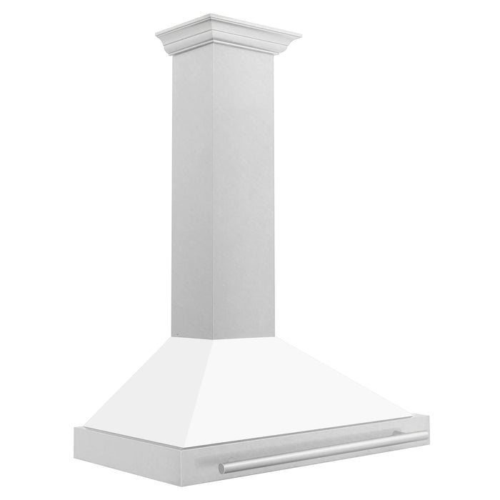 ZLINE 36" White Matte Range Hood, Stainless Steel Handle KB4SNX-WM-36