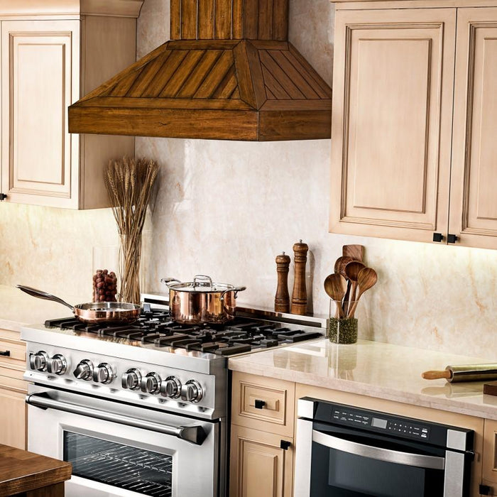 ZLINE 36" Wooden Wall Range Hood, Rustic Light, KPLL-36